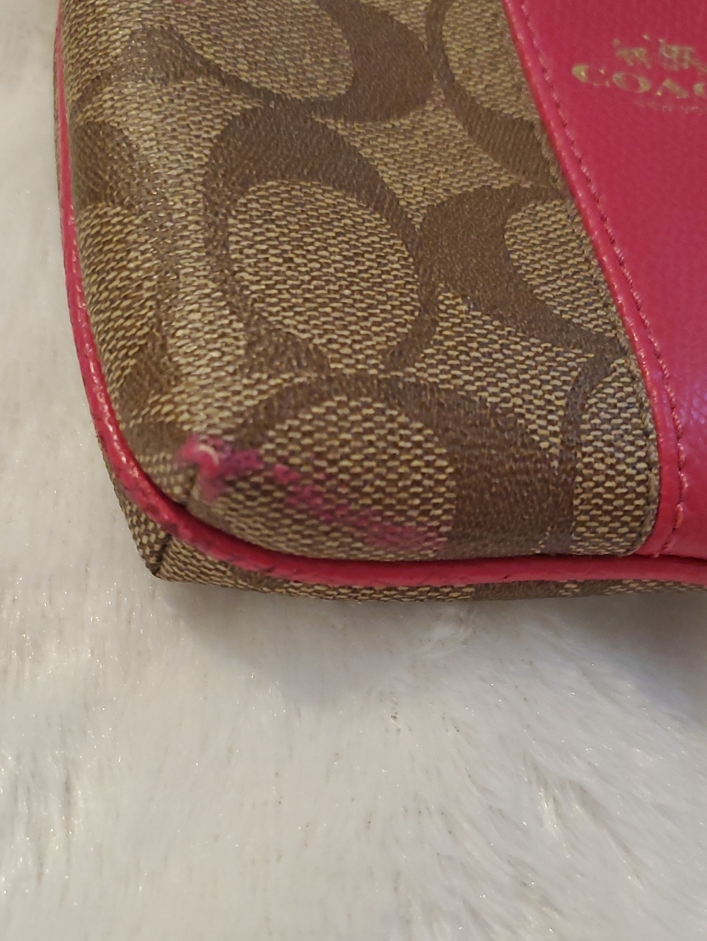 Coach Signature Print Wristlet Wallet Brown And Pink - Picture 9 of 9